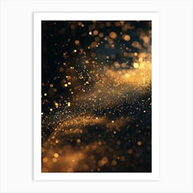 Gold Sparkles On Black Background 3 Art Print