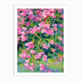 Redbud tree Abstract Block Colour Art Print