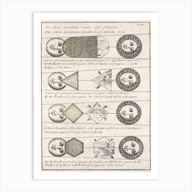 Four Diagrams Of Solar Eclipses (1711) Art Print