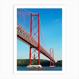 Ponte 25 De Abril Bridge With Cristo Rei Statue Art Print