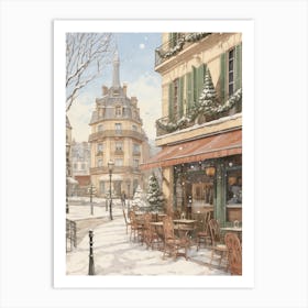 Vintage Winter Illustration Paris France 3 Art Print