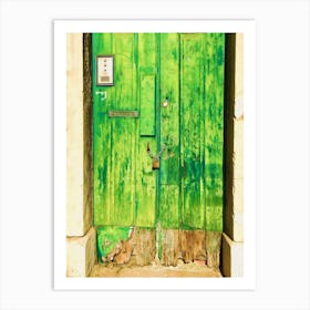 Rotting Green Painted Wooden Door Art Print