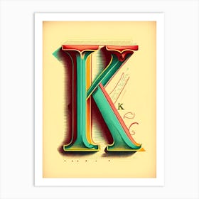 K, Letter, Alphabet Vintage Sketch 1 Art Print