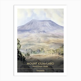 Mount Kilimajaro National Park Tanzania Watercolour 1 Art Print