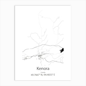 Kenora,Canada Minimalist Map Art Print