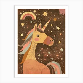 Unicorn & Stars Muted Pastels 3 Art Print