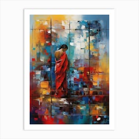 Woman In Red Sari Art Print