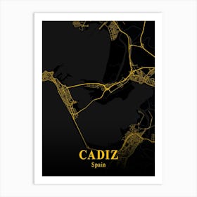 Cadiz Gold City Map 1 Art Print