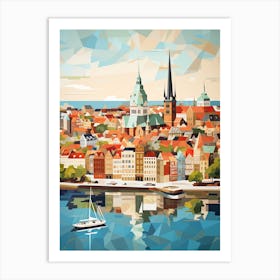 Copenhagen, Denmark, Geometric Illustration 1 Art Print