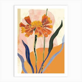 Colourful Flower Illustration Zinnia 3 Art Print