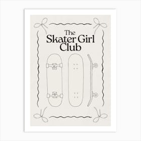 The Skater Girl Club | Trendy Preppy Sporty Skateboard 1 Art Print