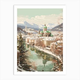 Vintage Winter Illustration Salzburg Austria 6 Art Print