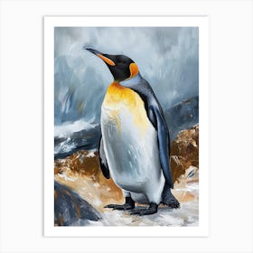 King Penguin Half Moon Island Colour Block Painting 2 Art Print