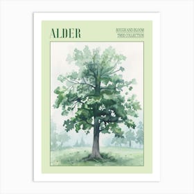 Alder Tree Atmospheric Watercolour Painting 1 Poster Art Print