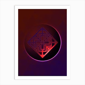 Geometric Neon Glyph on Jewel Tone Triangle Pattern 169 Art Print