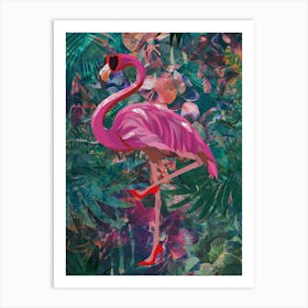 Pink Flamingo Heels Art Print