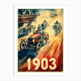 Aihrgdesign A Vintage Travel Poster Of An Early 1903 Automobi 7db021d2 F00b 402f Af4b A2b3c2536a0d 3 Art Print