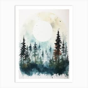 Watercolour Painting Of Bialowieza Forest   Poland And Belarus3 Art Print