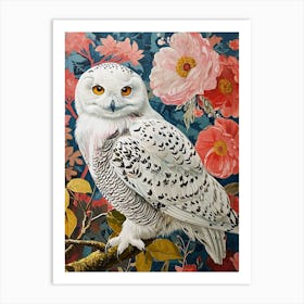 Floral Animal Painting Snowy Owl 1 Art Print