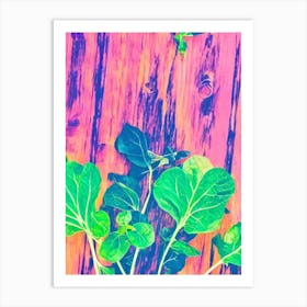 Spinach 2 Risograph Retro Poster vegetable Art Print