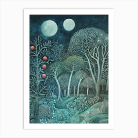 Moonlight In The Forest Art Art Print