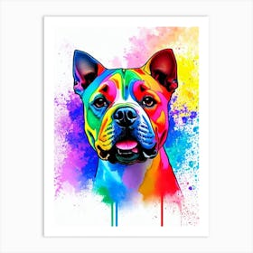 Staffordshire Bull Terrier Rainbow Oil Painting Dog Art Print