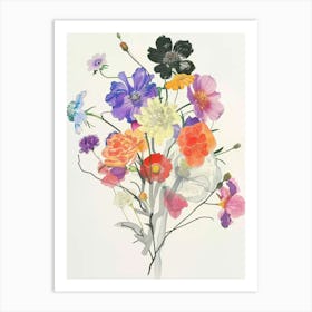 Scabiosa 2 Collage Flower Bouquet Art Print