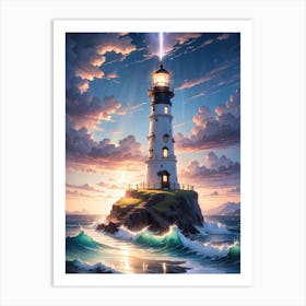 A Lighthouse In The Middle Of The Ocean 19 Art Print