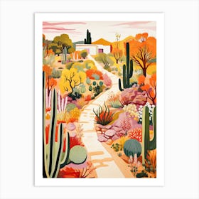 Desert Botanical Garden, Usa In Autumn Fall Illustration 3 Art Print