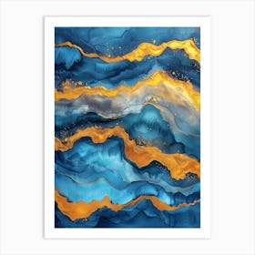 Blue and yellow abstraction painting Art Print