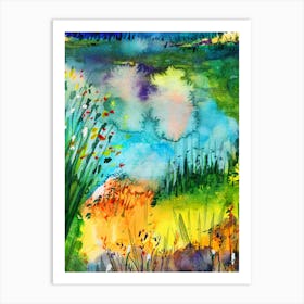 Watercolor - Pond Garden Illustration Art Print