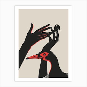 Bird And A Hand 1 Art Print