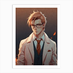 Anime Man With Glasses Art Print