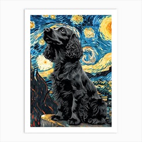 Cockerspanielstarrynightdisplate Art Print