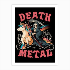 Death Metal - Cute Evil Skull Unicorn Gift Art Print