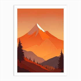 Misty Mountains Vertical Background In Orange Tone 35 Art Print