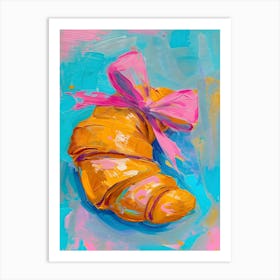 Croissant With Pink Bow 2 Art Print