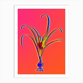 Neon Yellow Autumn Crocus Botanical in Hot Pink and Electric Blue n.0125 Art Print