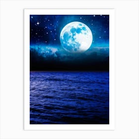 Abstract Dream Astronomy Landscape Celestial Ocean Cloud Halloween Light Moon Full Moon W (36) Art Print