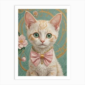 Vintage Bowtie Kitten Art Print