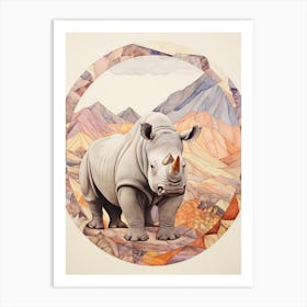 Circle Rhino Portrait Art Print