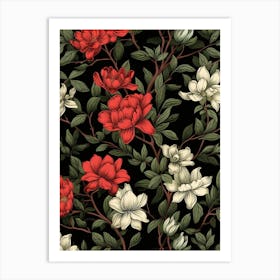 Daphne 4 William Morris Style Winter Florals Art Print