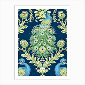 Peacocks Inspired By William Morris Art Print