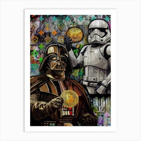 Pop Art Stormtrooper And Vader Bitcoin Art Print