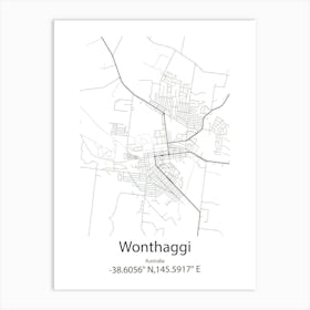 Wonthaggi,Australia Minimalist Map Art Print