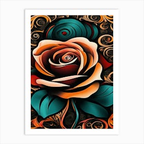 Roses On A Black Background Art Print