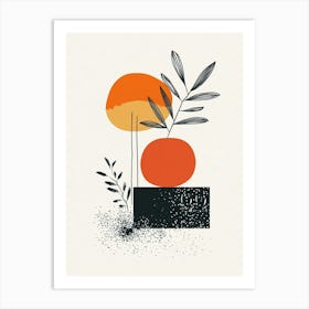 Oranges And Leaves Canvas Print Art Print