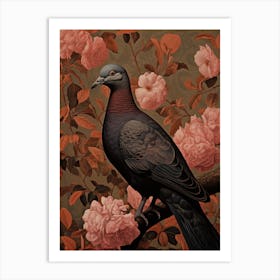 Dark And Moody Botanical Pigeon 4 Art Print