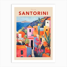 Santorini Greece 4 Fauvist Travel Poster Art Print