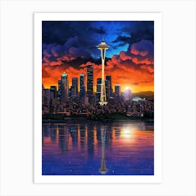 Seattle Washington Pointillism 6 Art Print